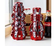 Velas talladas de Navidad - Juego de velas rojas y negras hechas a mano - Regalo único para el Día de la Madre, Navidad, Día de San Valentín, Año Nuevo