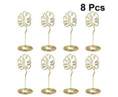 Toyvian 8 Piezas Soporte de Tarjeta de Lugar de Metal Galvanoplastia Monstera Número de Mesa Nombre Imagen Soporte Cable Memo Menú Clip para Boda Oficina en Casa (Dorado)