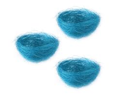 AMOSFUN 3 Unids Pascua Huevo Cesta Mini Nido Artificial Cestas de Almacenamiento de Pascua para Decoración de Huevos de Caramelo (Lago Azul)