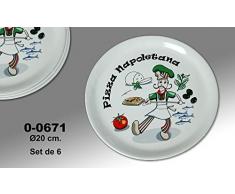 Supernova Decoracion-Set 4 platos para pizza decorados con dibujos de colores y palabra "PIZZA NAPOLETANA" . Medidas 20 cm