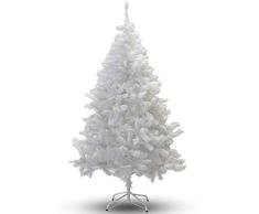 Hengda Árbol de Navidad Artificial PVC 180 cm H, 650 Ramas, Metal, Blanco Soporte metálico Decoración Navideña