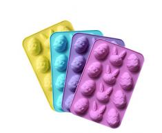 Desconocido Silicona Molde en Forma de Huevos de Pascua, 12-Cavity, DIY de repostería para Chocolate Molde Rosa/Azul/Amarillo/Morado (Color al Azar Entrega)