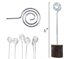 Soporte rústico de madera para tarjetas de lugar, alambre de hierro, púas de fotos, soporte para mesa de boda, nombre, tarjeta de fotos, soporte para notas, decoraciones de fiesta (10 unidades)
