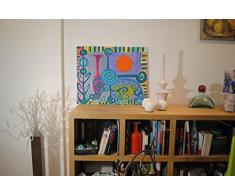 Composición 1 (73 x 60) Cuadro original, pintura (painting) en lienzo (canvas) bastidor de madera, Acrílico y Óleo, pintado a mano, arte contemporáneo abstracto, decoración hogar, regalo para pared salón, jarrón