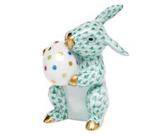 Herend conejo de Pascua figura decorativa verde red