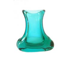 Jarrón de cristal de colour verde transparente, florero de cristal soplado a boca, jarrón moderno objeto transparente de colour verde de altura 20 cm diseñado y fabricado por la Oberstdorfer Glashütte
