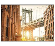 Panorama Póster Brooklyn Bridge New York 30 x 21 cm - Impreso en Papel 250gr - Póster Pared - Cuadros Decoración Salón - Cuadros Dormitorio - Póster Decorativos - Cuadros Modernos