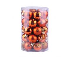 Nikgic. 34pcs Bola navideña de 6 cm de diámetro Bolas de Navidad de plástico de Colores Adorno de navida Adornos de árbol de Navidad Suministros para Fiestas Naranja
