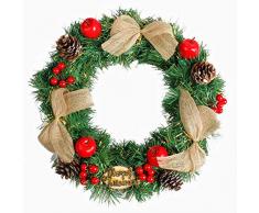 Corona de Navidad DIY guirnalda de 35 cm guirnalda de Navidad decoración de Adviento artificial corona de pared flores de paja corona de puerta para escaparate, hotel, Navidad, fiesta D