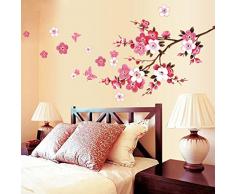 FAMILIZO Sala De MelocotóN Flor De La Flor Pared De La Mariposa Pegatinas De Vinilo Etiquetas Del Arte De La DecoracióN Mural (Rosa)