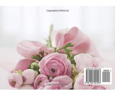 A Celebration of Life:: Memorial book condolence book. Book to sign at funeral. Beautiful pink roses bouquet. Flower arrangement bouquet.