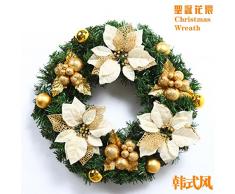 Guirnaldas de Navidad guirnalda de oro de ratán corona anillo colgador de puertas
