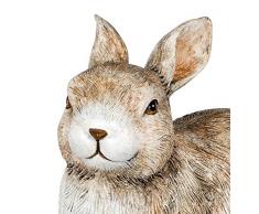 dekojohnson - Figura Decorativa de Conejo de Pascua, Figura de jardín, decoración de Pascua, Natural, marrón, Tumbado, 16 cm, sonajero Largo, Conejo