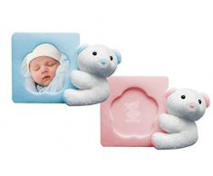 Lote de 10 Portafotos Decorativos Infantiles"Peluche Osito" (Modelo a Elegir). Recuerdos. Decoración. Regalos Originales. Detalles de Bodas, Comuniones, Bautizos, Cumpleaños.DC (AZUL)