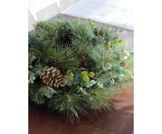 Corona con ramas de abeto, estróbilos y hiedra artificiales, Ø 60 cm - Corona decorativa / Guirnalda sintética - artplants