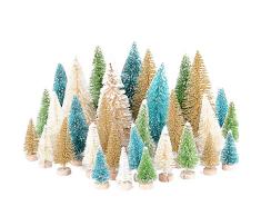 MEJOSER 32pcs Mini árbol de Navidad Pequeño Artificial en Miniatura Nevado Pino Cedro de Sisal 12,5cm 8,5cm 6,5cm 4,5cm Decoración Fiesta Navidad Adornos Navideños Manualidades Ornamentos de Navidad