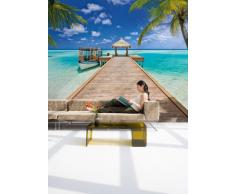 Komar 8 - 921 (368 x 254 cm), diseño de playa Resort Mural papel pintado - azul (Juego de 8)
