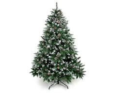 Yorbay - Árbol de Navidad Artificial Natural de Blanco Nevado, 180cm 930 Puntas Incluye Las Piñas y Soporte Metal, para Decoración Navideña Reutilizable