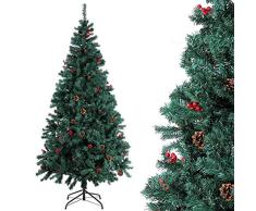Homfa Árbol Navidad Artificial de Pino PVC con Soporte Metálico Decoración Navideña Verde 180cm 850 Ramas