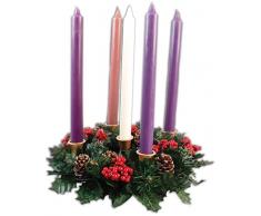 Juego de 6 velas con soporte y corona de Adviento, 25,4 cm, en caja