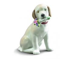 LLADRÓ Figura Perro Este Ramo Es para Ti. Figura Perro de Porcelana.