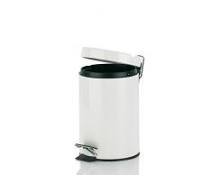 Kela 21766 Alaska - Papelera con pedal y cierre silencioso para baño (3 L), color blanco