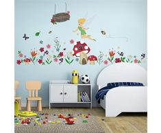ufengke Pegatinas De Pared Flores Hada Vinilos Adhesivos Pared Casa de Hongo para Dormitorio Habitación Infantiles Bebés Niñas
