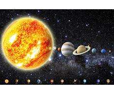 Un papel pintado que muestra el sistema solar con planetas - papel pintado fotográfico con el cosmos, el universo la galaxia - estrellas, cielo, la luna, la tierra - Póster XXL decoración mural by GREAT ART (210 x 140 cm)