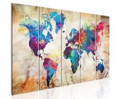 murando - Cuadro en Lienzo 200x80 cm Mapamundi Impresión de 5 Piezas Material Tejido no Tejido Impresión Artística Imagen Gráfica Decoracion de Pared Mapa del Mundo Continente k-A-0179-b-o