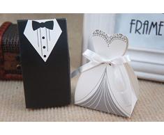 50 Cajas para fiestas y bodas Vestidos de novia de confeti, table-markers, regalos