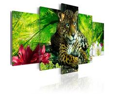 murando - Cuadro 200x100 cm - Animal - impresión de 5 Piezas - Material Tejido no Tejido - impresión artística - Imagen gráfica - Jaguar Naturaleza g-C-0042-b-m