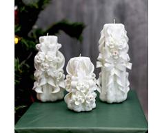 Vela tallada en blanco para regalo único y decoración de bodas - regalo inusual para el Día de la Madre y Navidad