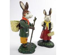 Bolso hörcompany par (conejo de Pascua) pintado a mano en hierro fundido de Pascua decoración de Pascua decoración diseño Conejito de Pascua figura decorativa