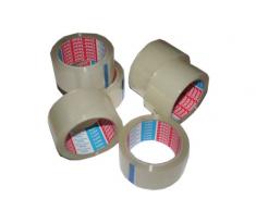 6 ROLLOS DE CINTA ADHESIVA TRANSPARENTE MARCA TESA PARA EMBALAJE; Dimensiones 66m x 50 mm.