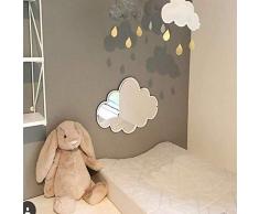 Espejo habitación niños, Espejo acrílico nórdico Decorativo Etiqueta de la Pared calcomanía niños niños Arte decoración (Cloud)