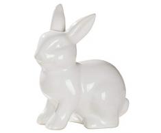 dekojohnson Figura Decorativa de Conejo de Pascua, jardín, decoración de Pascua, Conejo de cerámica, Color Blanco, Sentado, Resistente a la Pascua, 19 cm