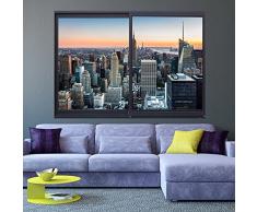 murando - Ilusion Optica 3D 210x150 cm - Fotomural Poster Finestra - Fotomurales Papel pintado - Quadro Ciudad City New York Panorama