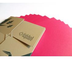 Conjunto de regalo de 100 hojas de papel para papiroflexia - Pantone Rojo rodamina (rosa)