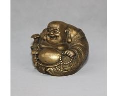 Chino budismo templo latón riqueza Moneybag Happy Laugh Estatua de Buda Maitreya decoración del hogar