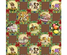 Mantel Hule por Metro Pascua Huevos de Pascua Tamaño y Dessin Seleccionable en Cuadrado Redondo Ovalado (100 cm Redondo, K836-5)