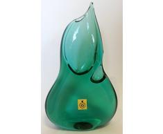 Jarron versión pesada moderno diseno de vidrio coloreado, florero adorno vaso de cristal soplado a boca en el colour verde transparente altura 20 cm Oberstdorfer Glashütte
