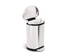 simplehuman, cubo semicircular con pedal, acero inoxidable cepillado, 10 L