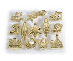 Brauns-Heitmann 83827 - Adornos para árbol de Navidad (12 unidades, 5-11 cm), diseño de motivos navideños, color dorado