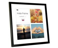 Inov8 16 x 40,64 cm Insta-Frame Marco para Instagram 4/DE Estampado a Cuadros de Fotos con paspartú Blanco y Blanco con Borde, 2 Unidades, Negro Satinado