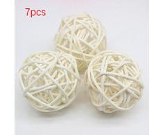 Woopower - Juego de 7 Bolas de ratán para Boda, Navidad, Fiesta, Colgar, decoración de guardería, Blanco, Tamaño Libre