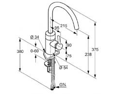 Kludi E-go 422100575 - Mezclador monomando electrónico con batería