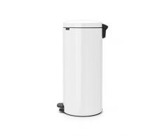 Brabantia Bin Newicon-Cubo de Basura con Pedal, Acero, 30 l, Color Blanco, Inoxidable