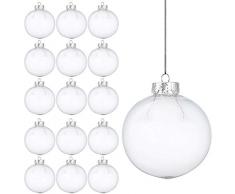 15 Bolas Navideñas Transparentes Decorativas - Adorno para Árbol de Navidad – Adorno Colgante Personalizable – Accesorio de Decoración para Fiesta de Celebración - Ornamento Plástico Elegante