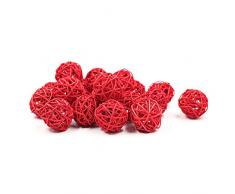 Zhi Jin Juego de 20 bolas de ratán de mimbre Natural mesa para boda para colgar Wobble bola decorativa de Navidad 3 cm