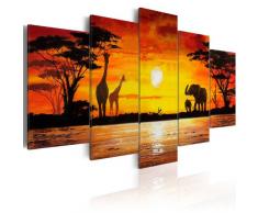 murando - Cuadro en Lienzo 200x100 - Impresión de 5 Piezas Material Tejido no Tejido Impresión Artística Imagen Gráfica Decoracion de Pared Africa 5730